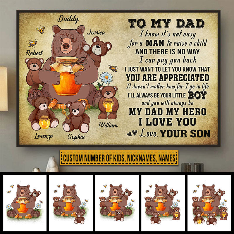 Personalized Bear Dad Papa Bear Custom Poster HM018 ELE058