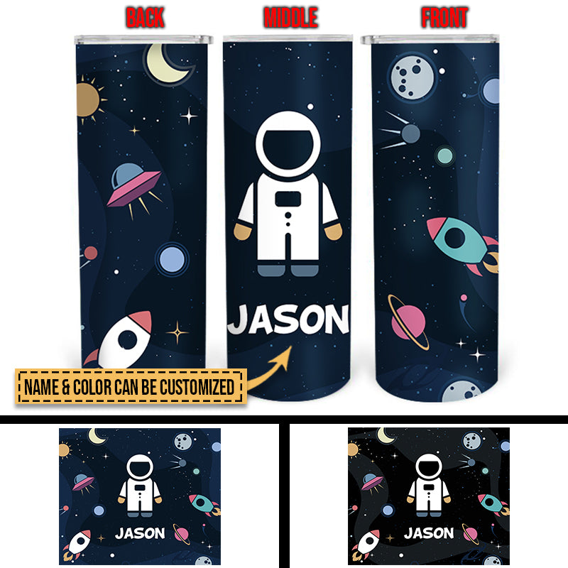 Personalized Boy Kid Astronaut Outer Space Custom Skinny Tumbler TH013 CHI015