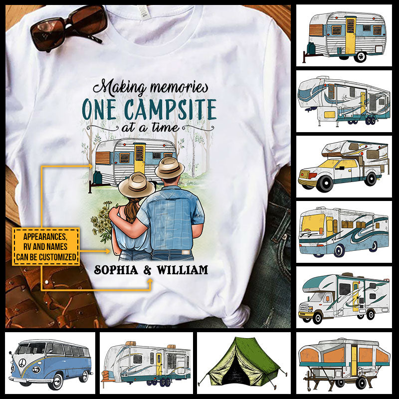 Personalized Camping Young Couple Making Memories Custom T Shirt AK074 HAL001