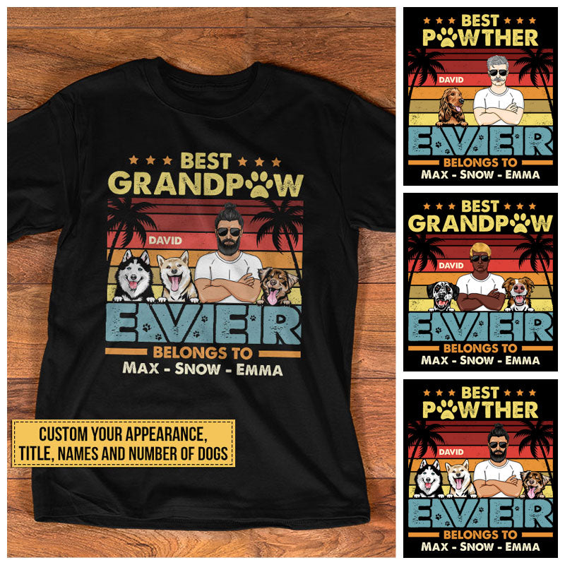 Personalized Dog Dad Grandpa Best Grandpaw Ever Custom T Shirt KK002 CHI003