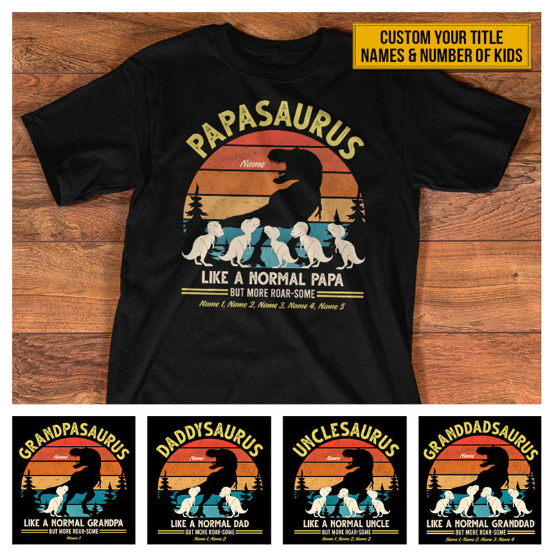 Personalized Dinosaur Dad Grandpa More Roar-some Custom T Shirt AT010 CHI005