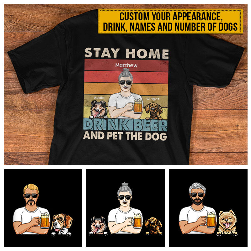 Dog Dad Drink Beer And Pet The Dog Custom T Shirt TR008 TRA012