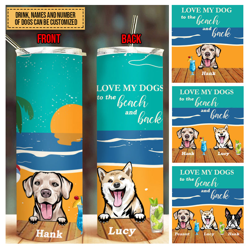 Personalized Dog Family Beach Custom Skinny Tumbler TH009 SAM020