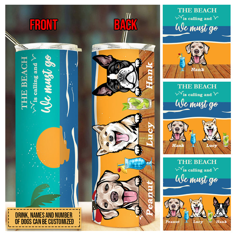 Personalized Dog Family Beach Custom Skinny Tumbler TH010 SAM021