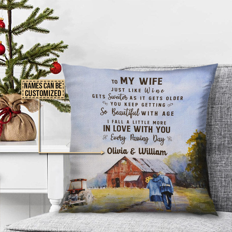 Personalized Farmer Husband To Wife Fall A Little More In Love Custom Pillow