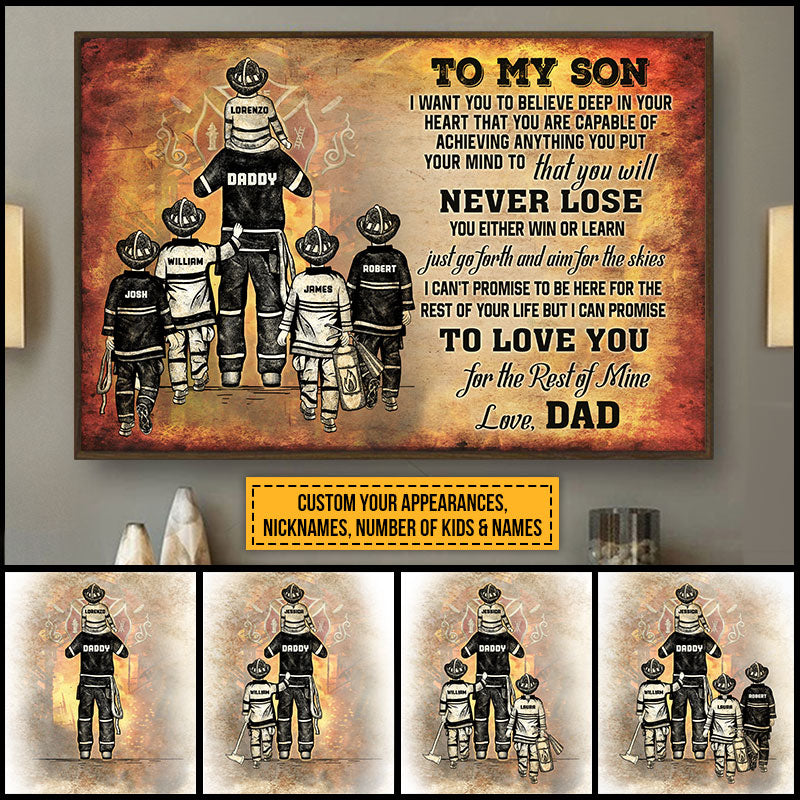 Personalized Firefighter Dad Father's Day Gift Custom Poster VA017 ELE015