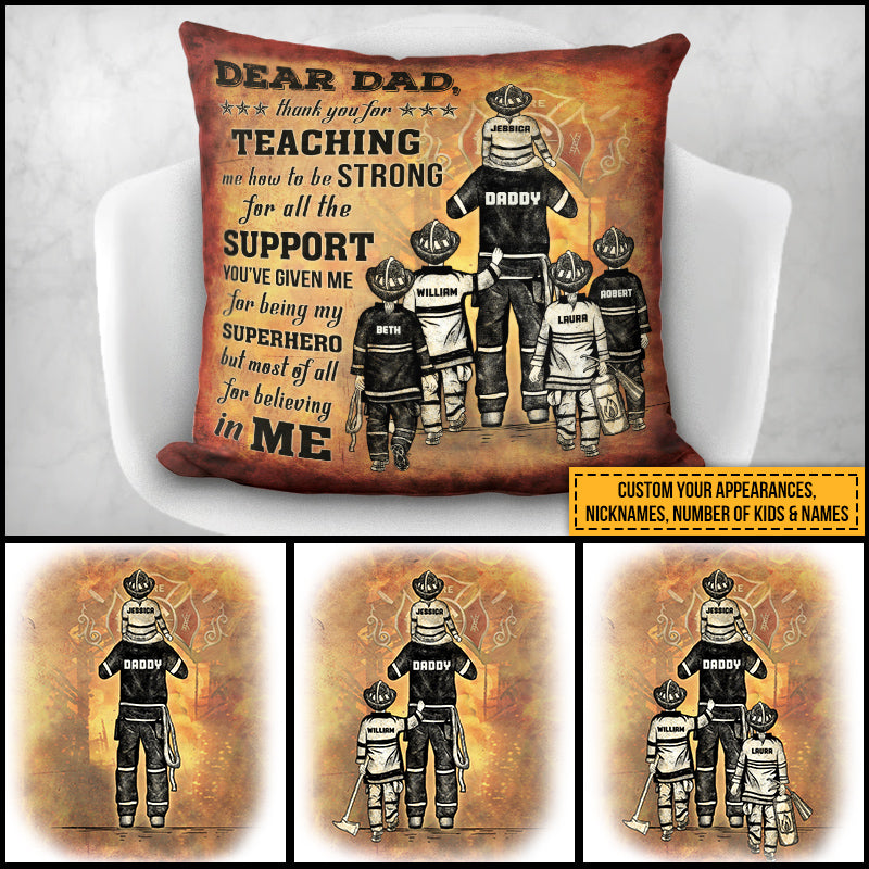 Personalized Firefighter Dad Father's Day Gift Custom Pillow TN028 ELE048