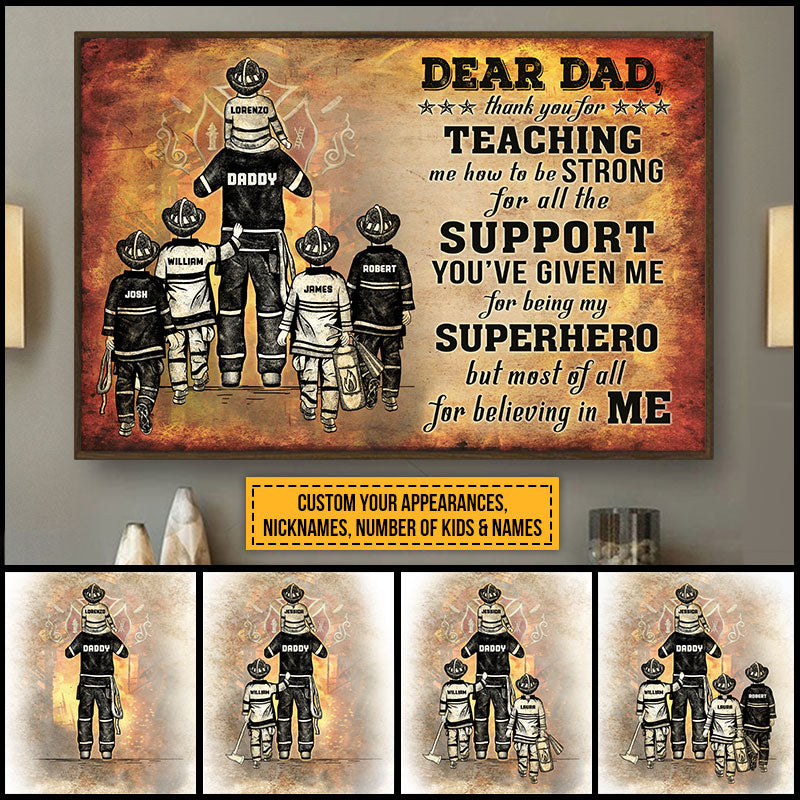 Personalized Firefighter Dad Father's Day Gift Custom Poster VA016 ELE014