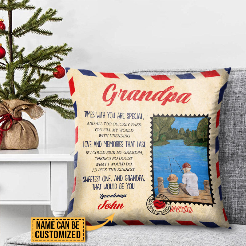 Personalized Fishing Grandpa You Fill My World Custom Pillow