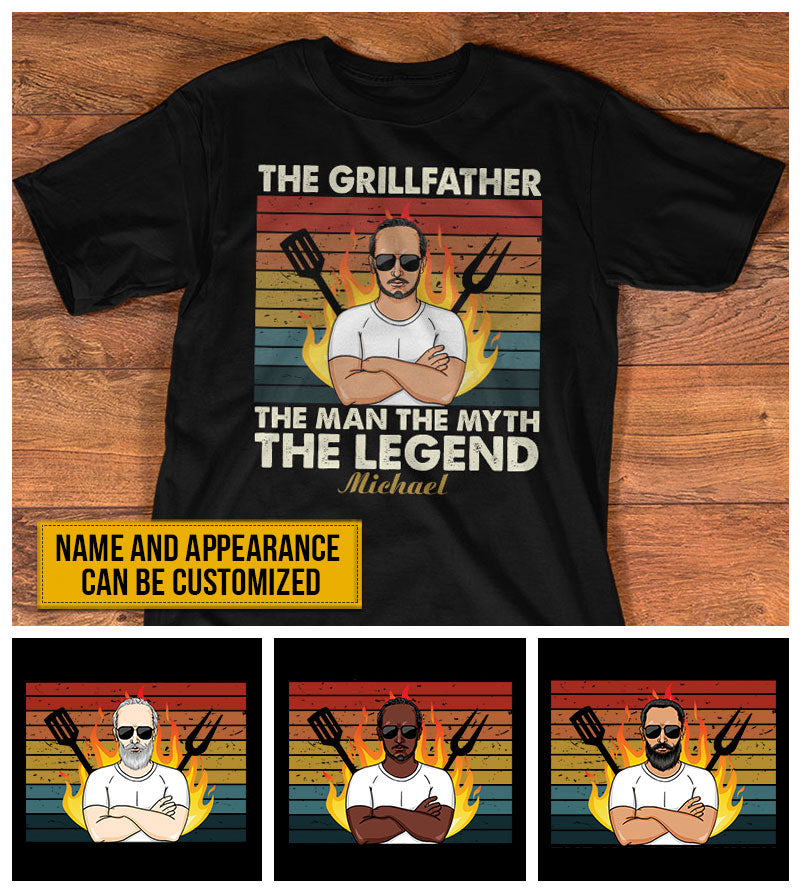 Grillfather The Man The Legend Custom T Shirt AT037 TRA003