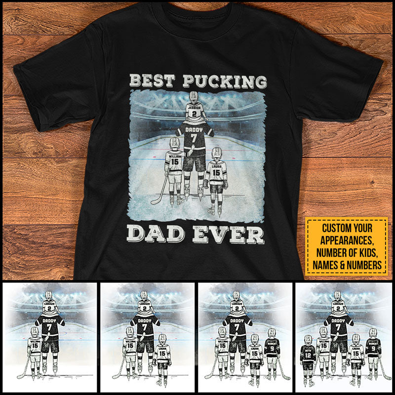 Personalized Ice Hockey Dad Custom T Shirt Gift For Dad AK024 ELE024
