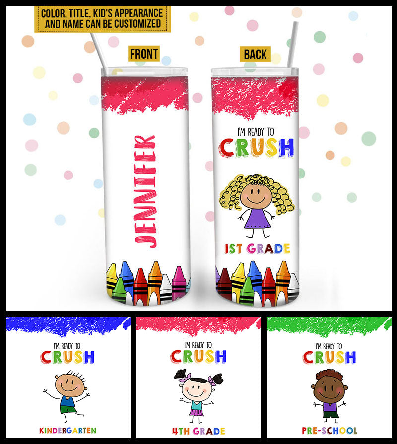 Personalized Painting Kids Love Crayon Custom Skinny Tumbler AT026 SAM028