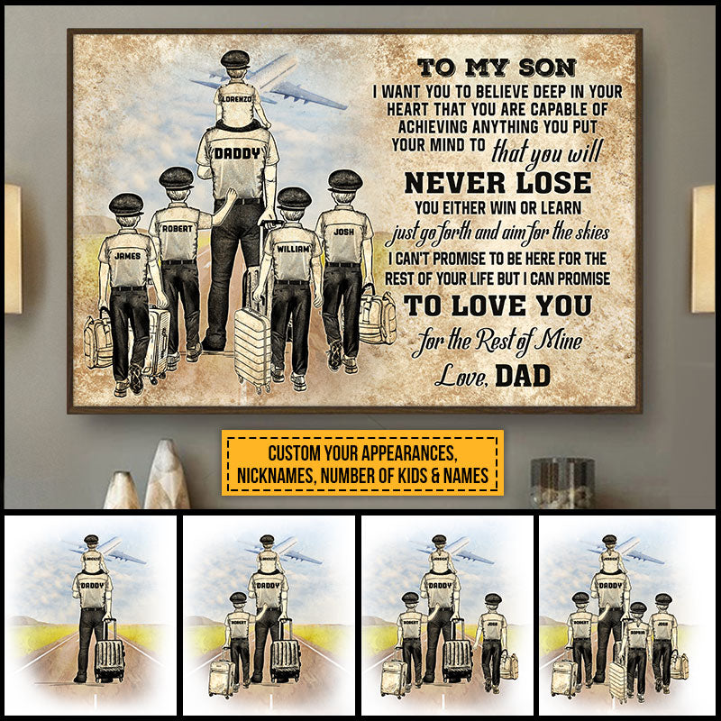 Personalized Pilot Dad Never Lose Custom Poster VA048 ELE072