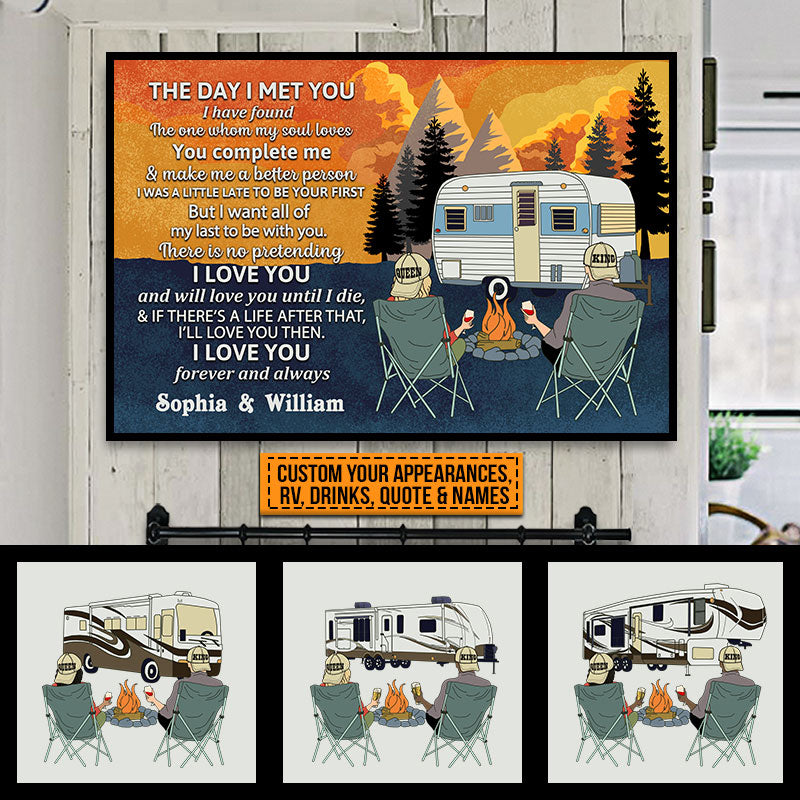 Personalized Retro Couple Camping Custom Poster