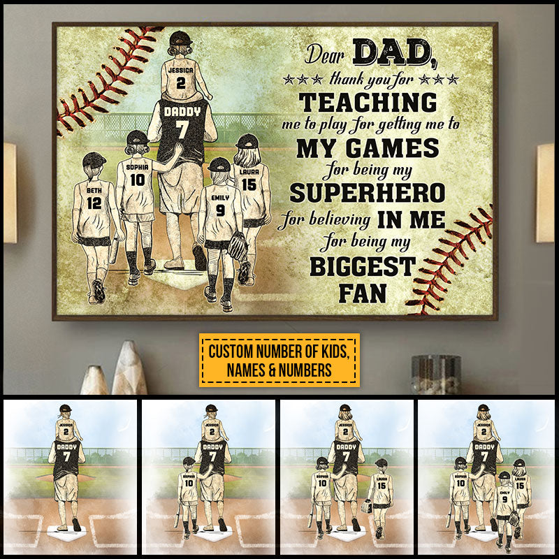 Personalized Softball Dad Father's Day Gift Custom Poster VA028 ELE028
