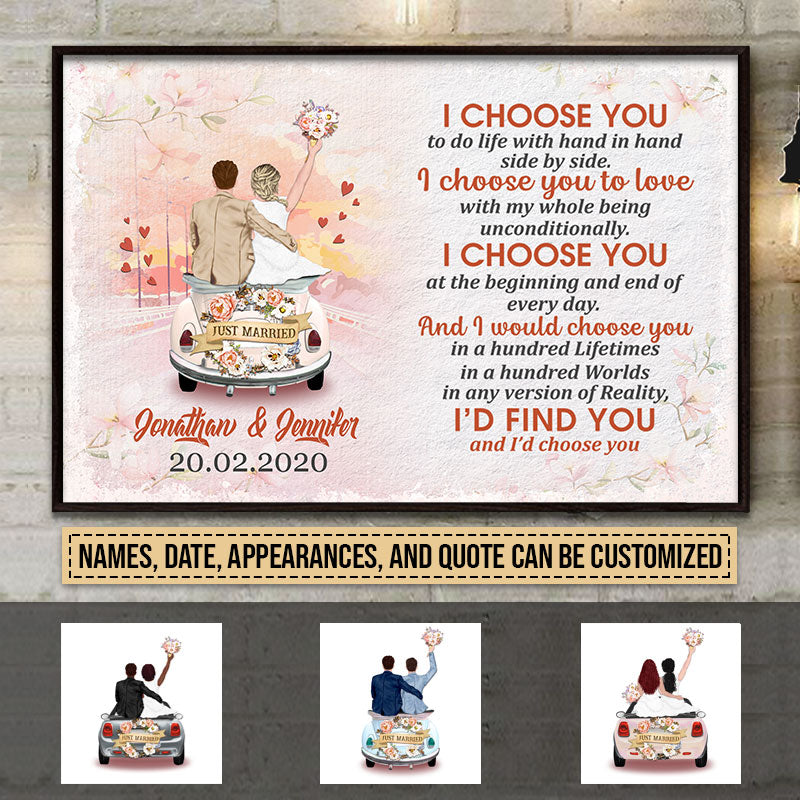 Personalized Wedding Couple I Choose You Pink Custom Poster FL010 TIN028