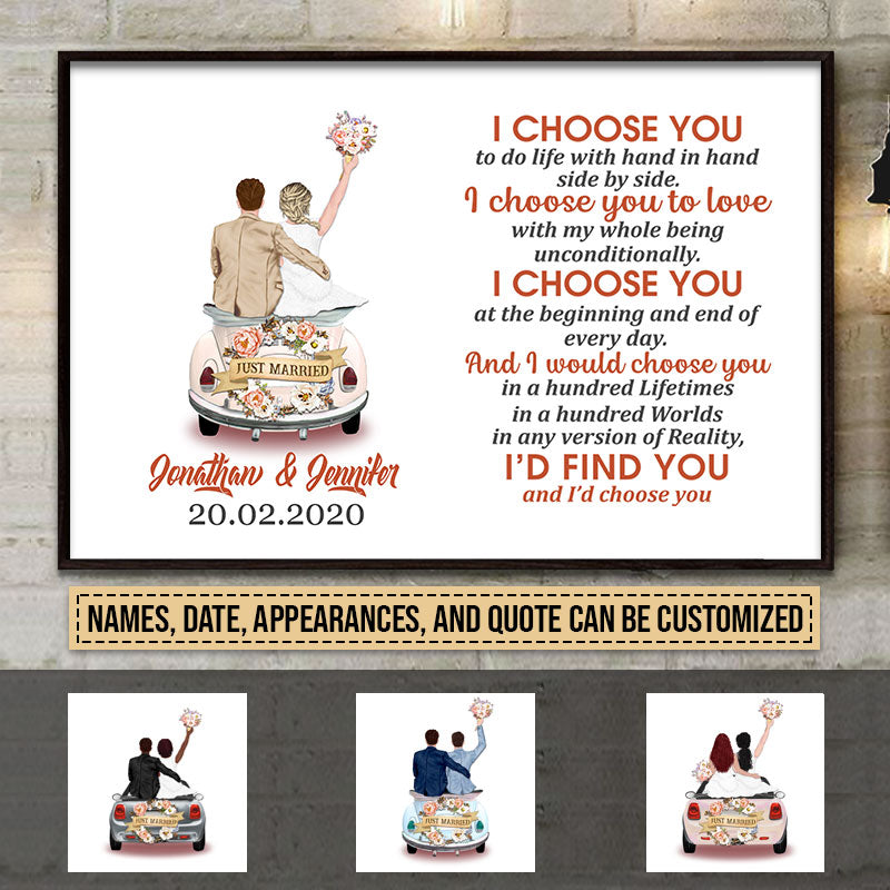 Personalized Wedding Couple I Choose You White Custom Poster FL020 TIN043