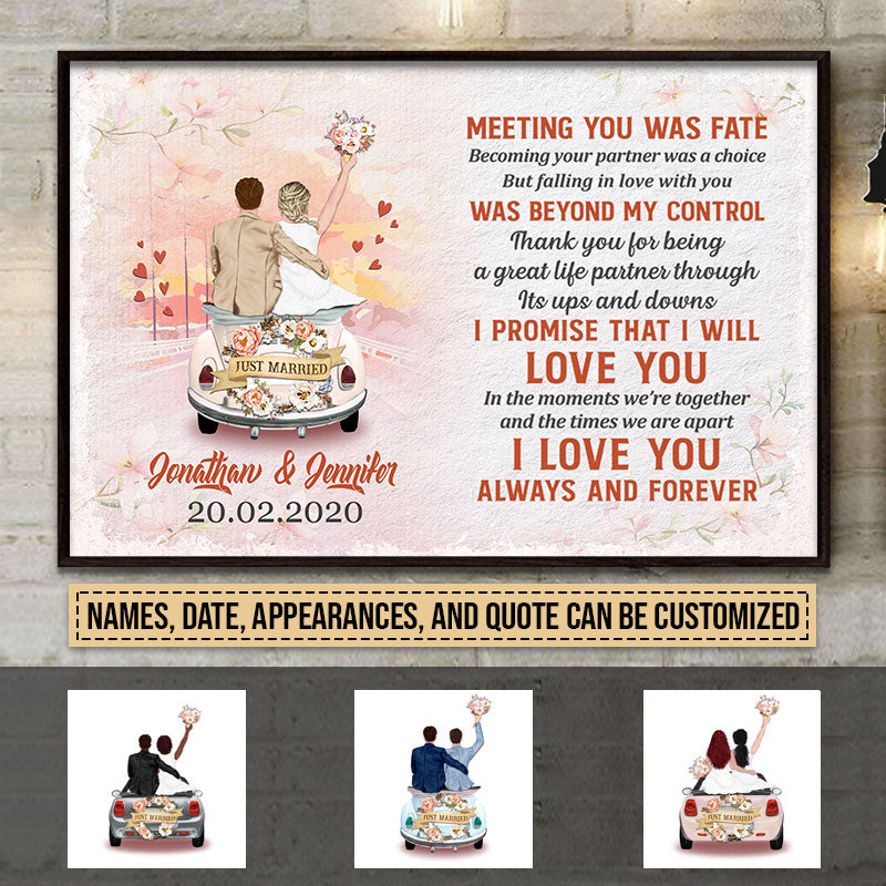 Personalized Wedding Couple Meeting You Pink Custom Poster FL012 TIN030