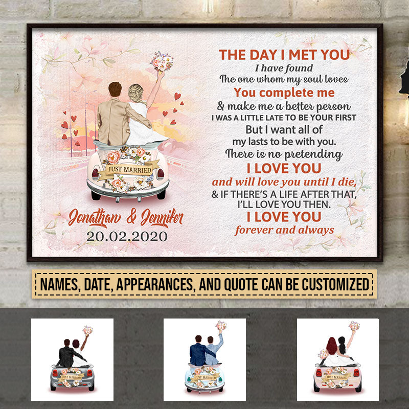 Personalized Wedding Couple The Day I Met You Pink Custom Poster FL013 TIN031