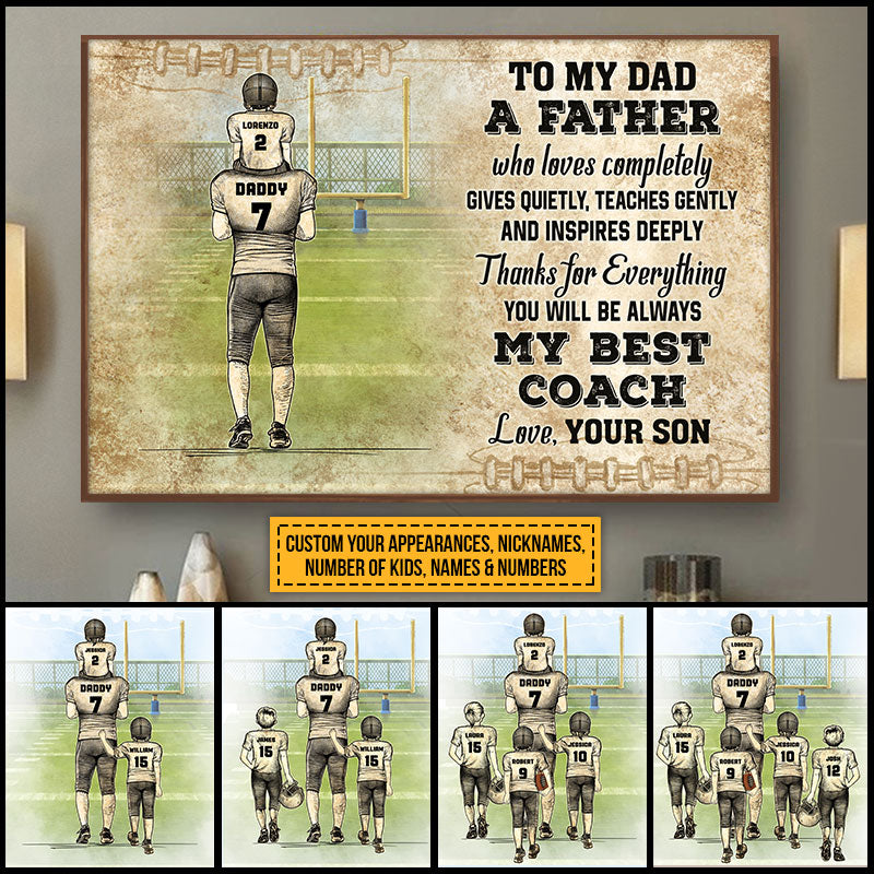 Personalized American Football Dad Father's Day Gift Custom Poster TA019 ELE041