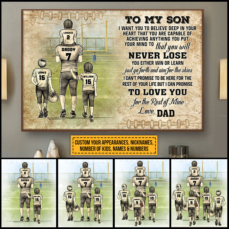 Personalized American Football Dad Father's Day Gift Custom Poster TA018 ELE038