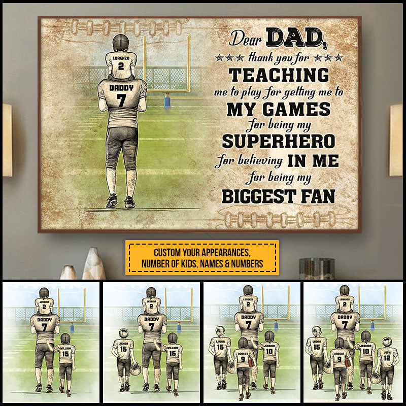 Personalized American Football Dad Father's Day Gift Custom Poster TA017 ELE037