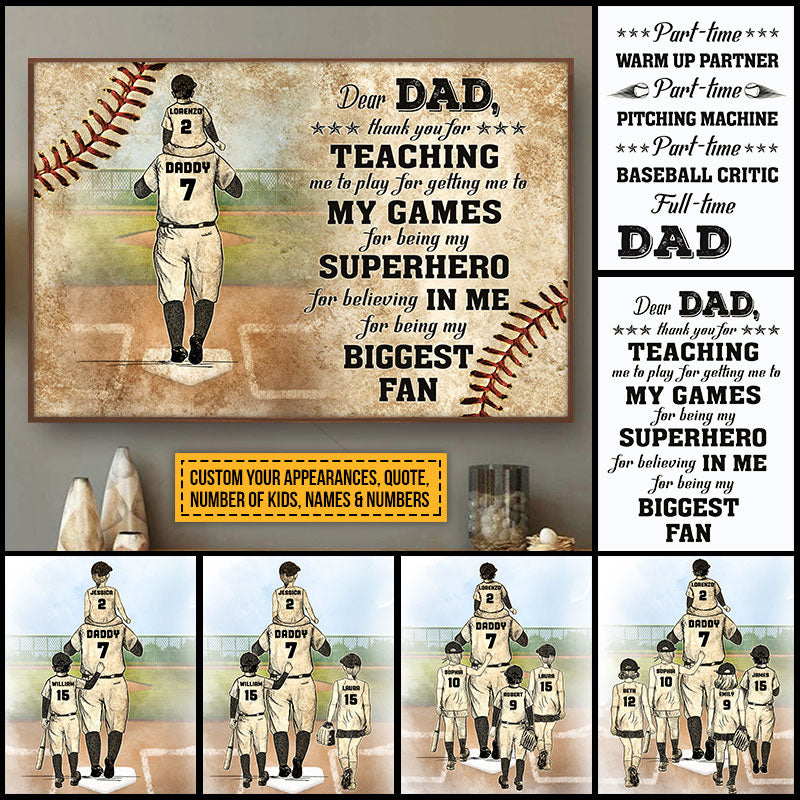 Personalized Baseball Dad Father's Day Gift Custom Poster TA001 ELE001