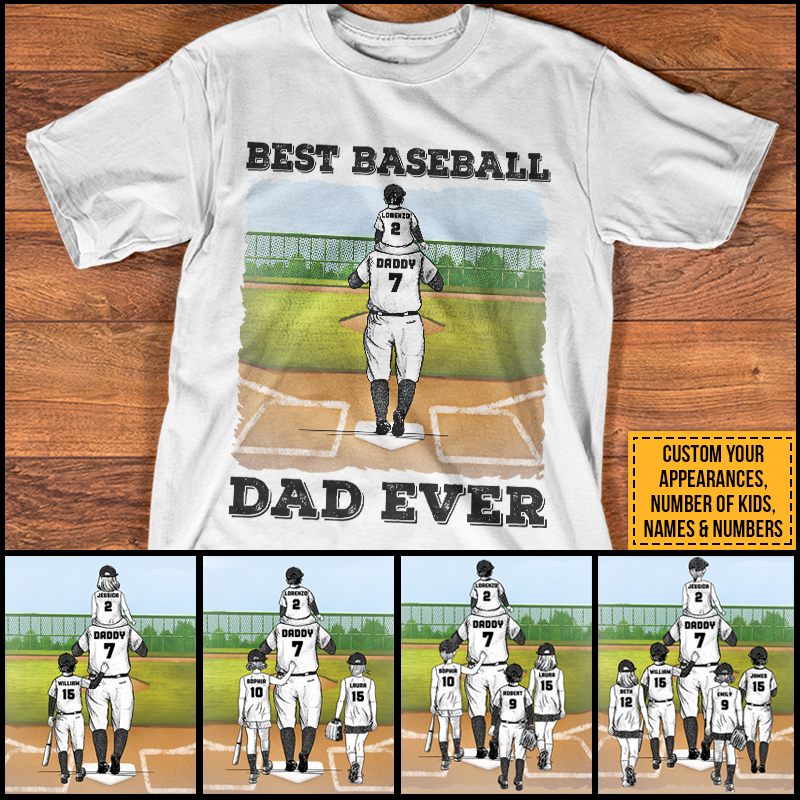 Personalized Gift For Dad Baseball Dad Custom T Shirt TA002 ELE002