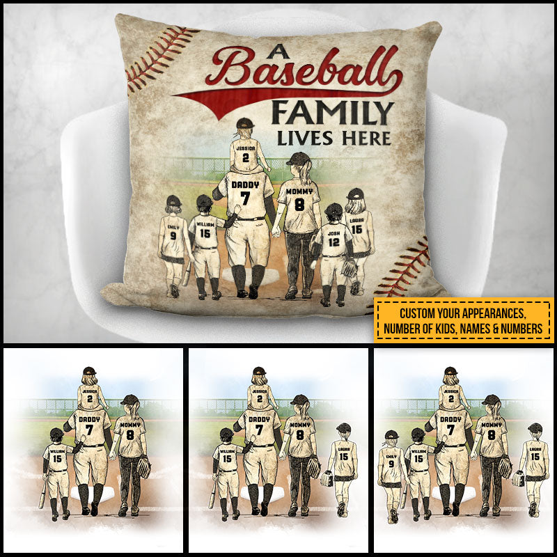 Personalized Baseball Family Lives Here Custom Pillow AK058 ELE114