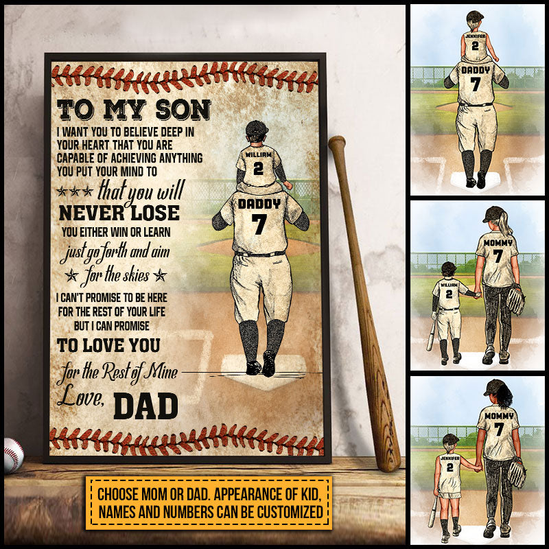 Personalized Baseball Parent And Child Never Lose Custom Poster AK084 ELE143