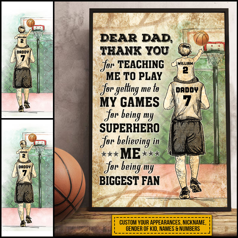 Personalized Basketball Dad Father's Day Gift Custom Poster TA008 ELE012