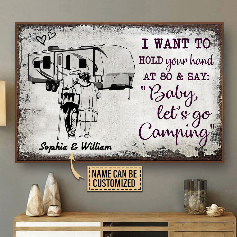 Personalized Camping Sketch Fifth Wheel Hold Your Hand Custom Poster