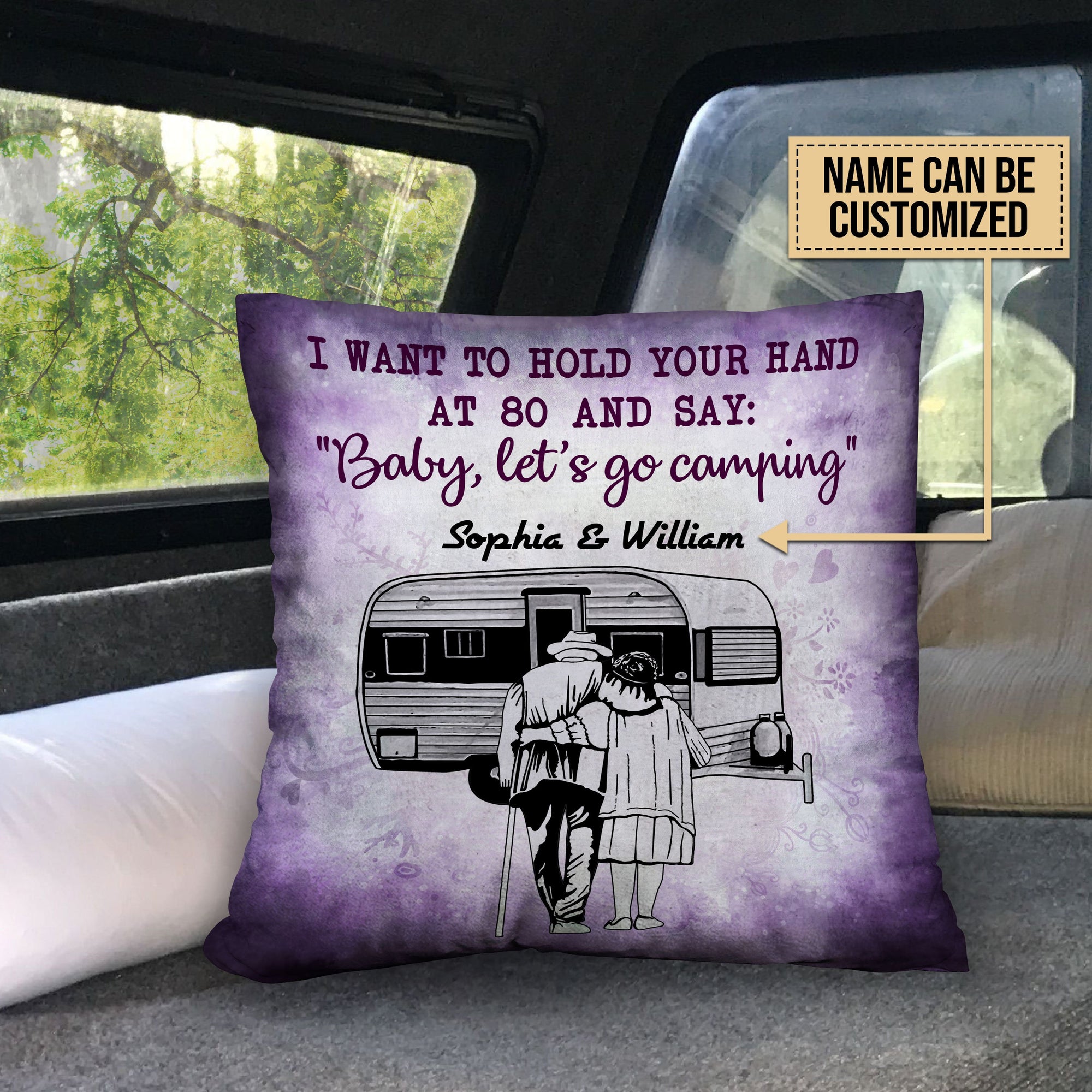 Personalized Camping Sketch Hold Your Hand Customized Pillow