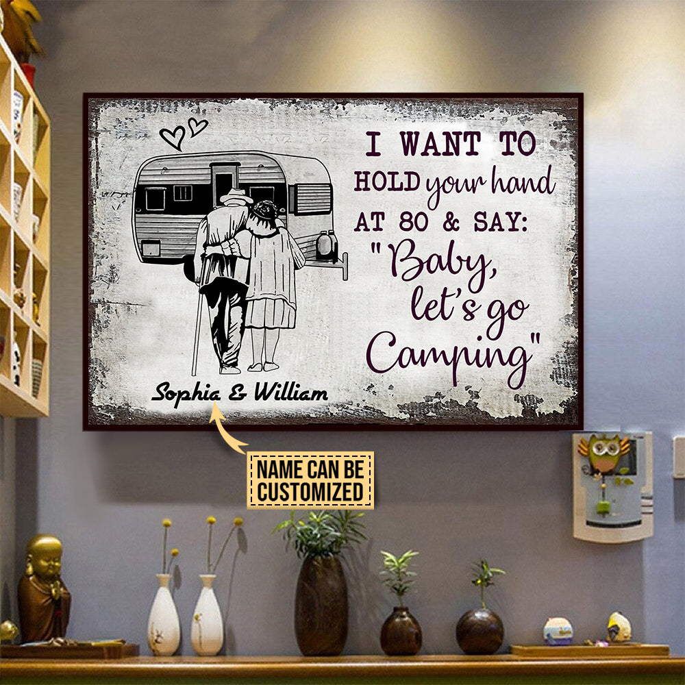 Personalized Camping Baby Sketch Hold Your Hand Custom Poster