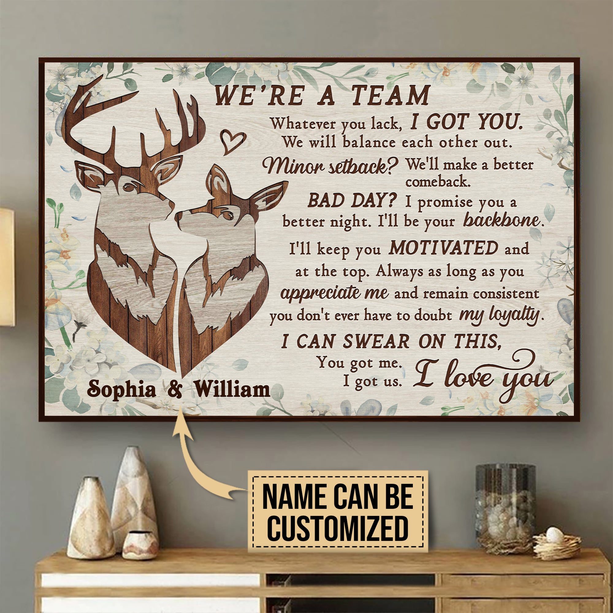 Personalized Deer Pallet We're A Team Custom Poster