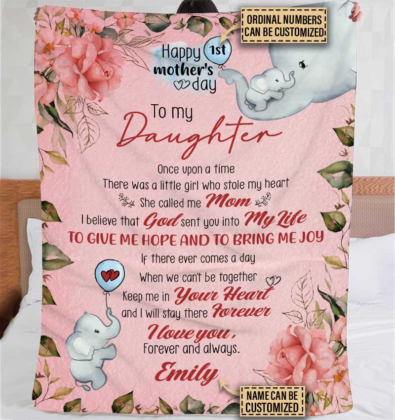 Personalized Elephant Mother To Daughter God Sent You Into My Life Custom Blanket