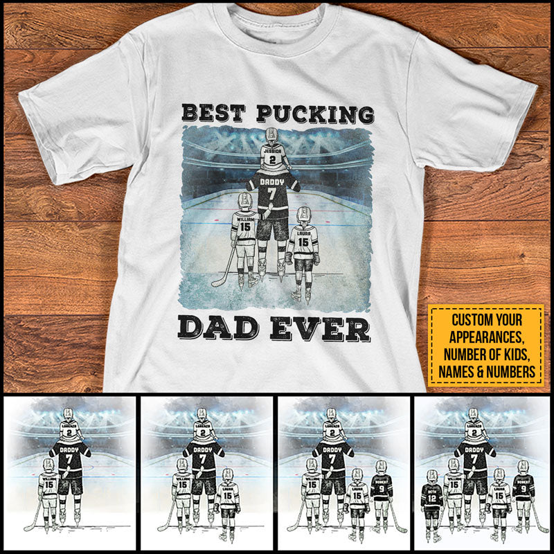Personalized Ice Hockey Dad Custom T Shirt Gift For Dad AK025 ELE025