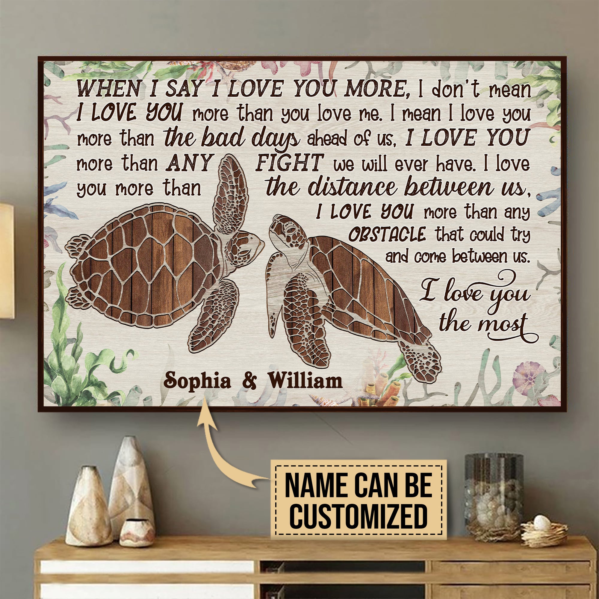 Personalized Sea Turtle I Love You The Most Custom Poster