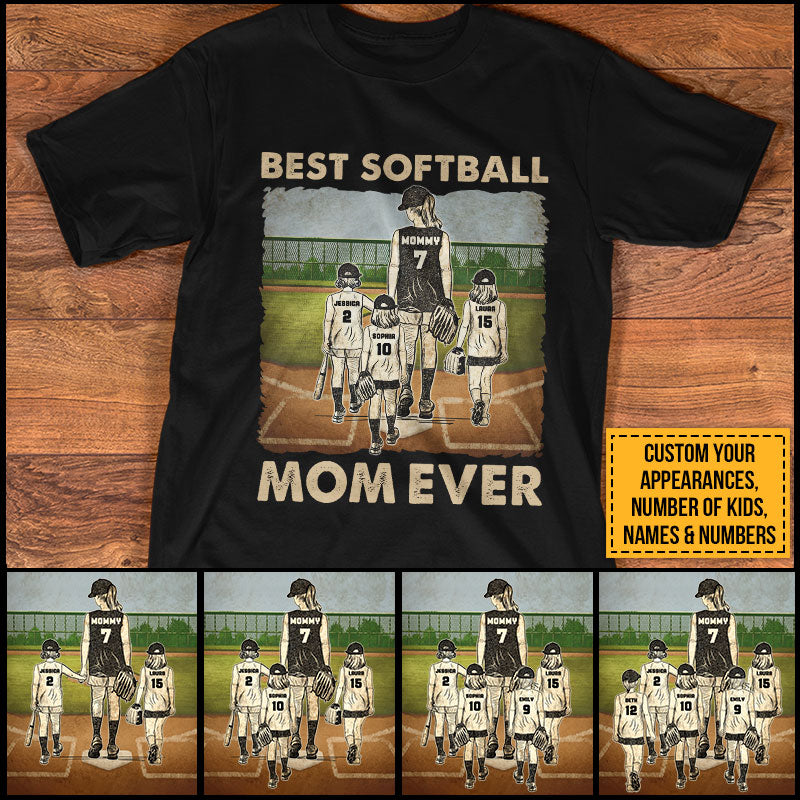 Personalized Softball Mom Best Mom Ever Custom T Shirt AK055 ELE111