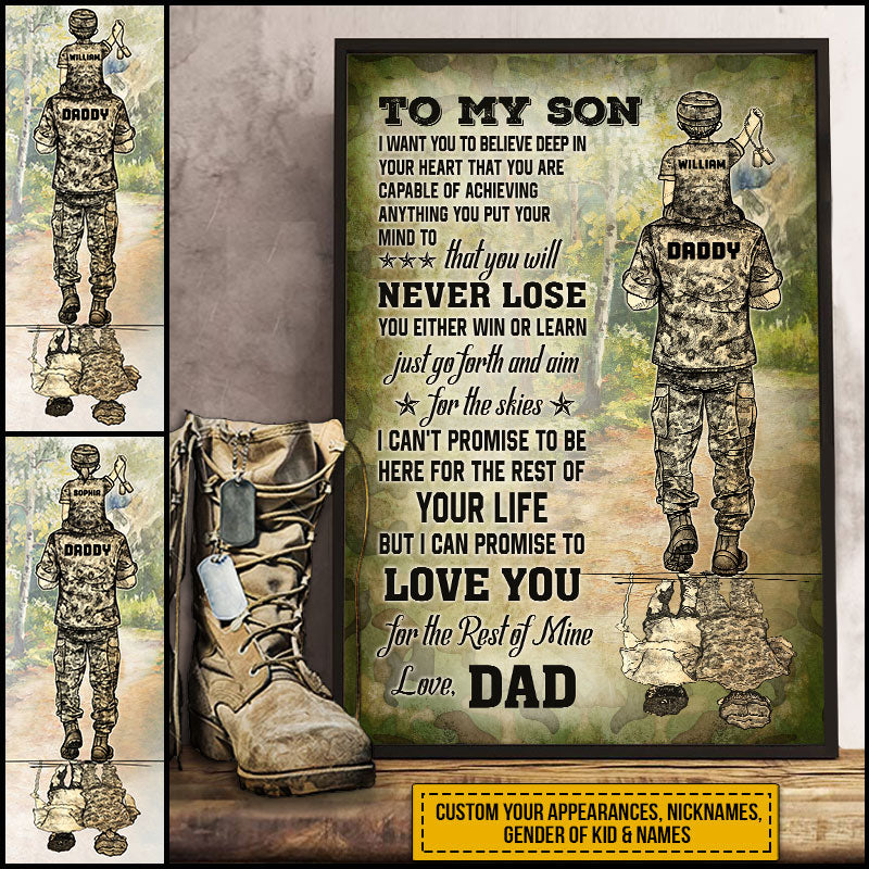 Personalized Veteran Dad Never Lose Custom Poster TA032 ELE084