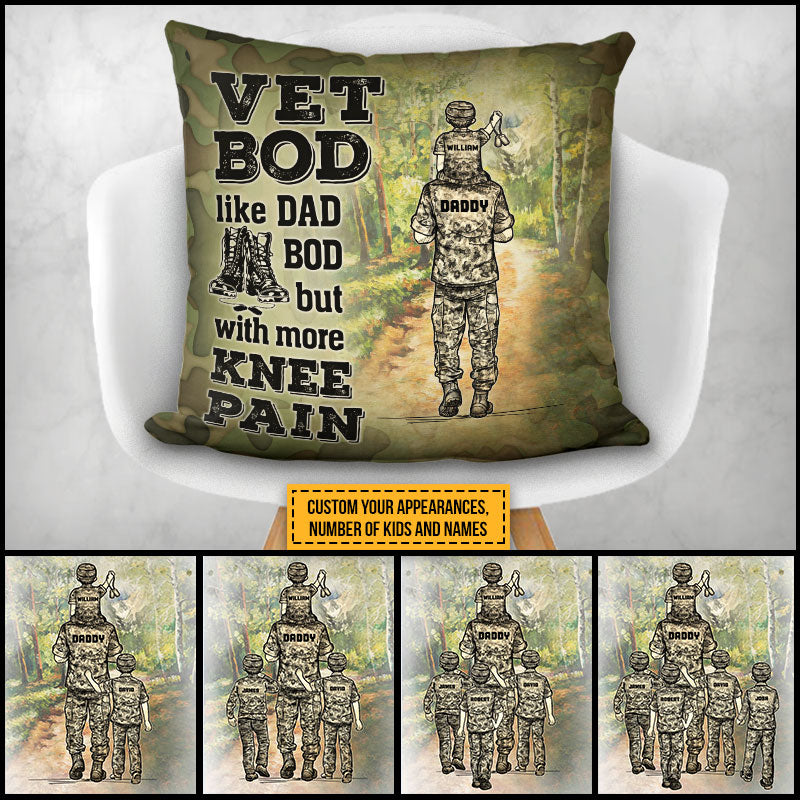 Personalized Veteran Dad Vet Bod Custom Pillow TA043 ELE104