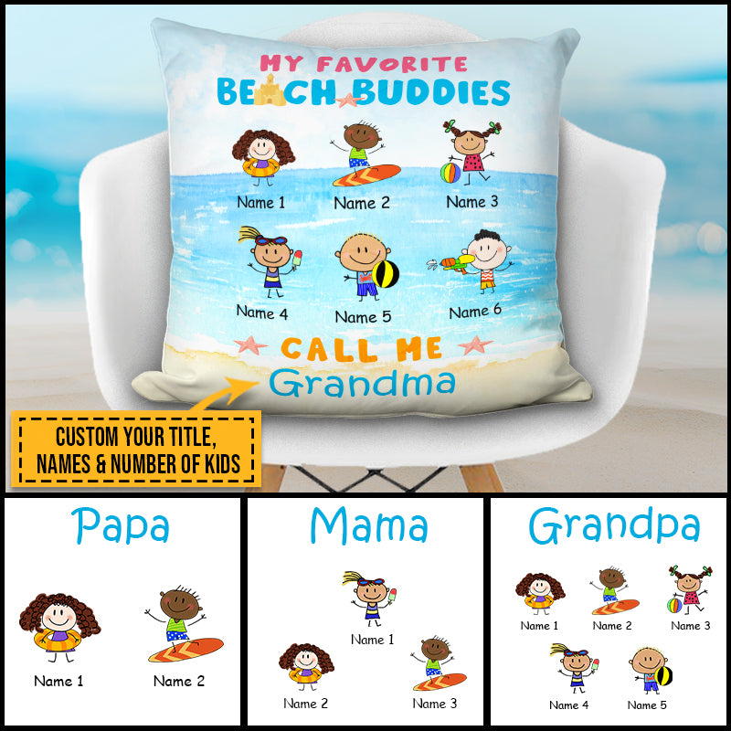Summer Beach Buddies Kid Family Funny Custom Pillow TH033 CHI034