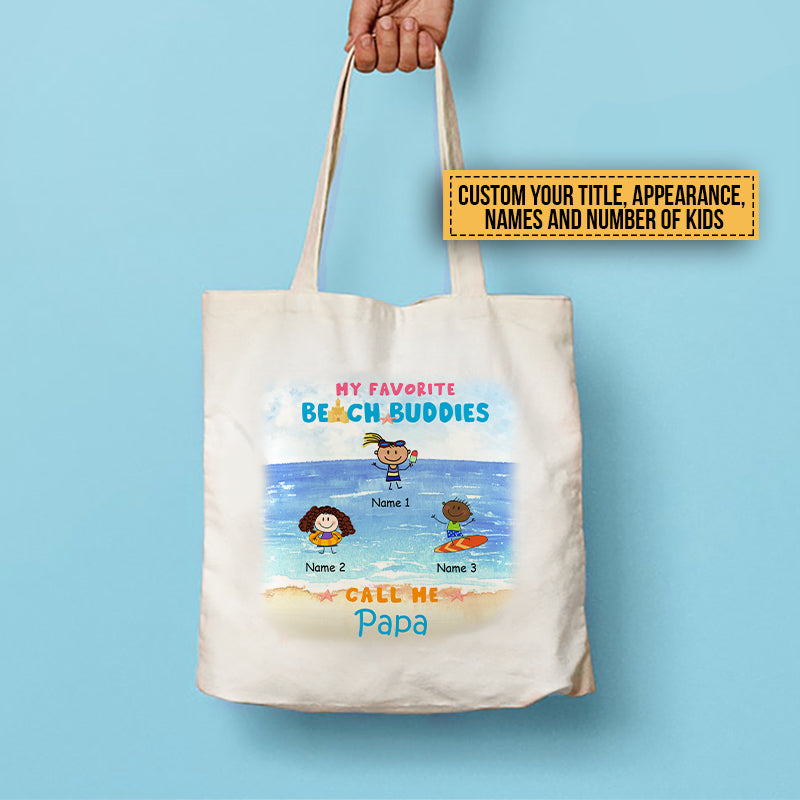 Summer Beach Buddies Kid Family Funny Custom Tote Bag TH030 CHI032 -  Unifamy Store