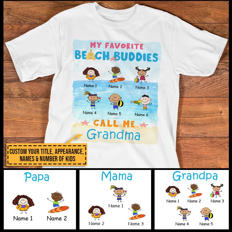 Summer Beach Buddies Kid Family Funny Custom T Shirt TH027 CHI028